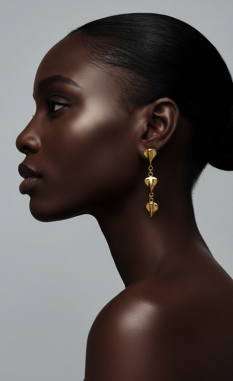 Gold Tembo Three-Drop Earrings