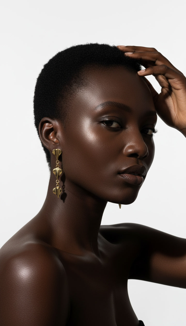 Gold Tembo Three-Drop Earrings