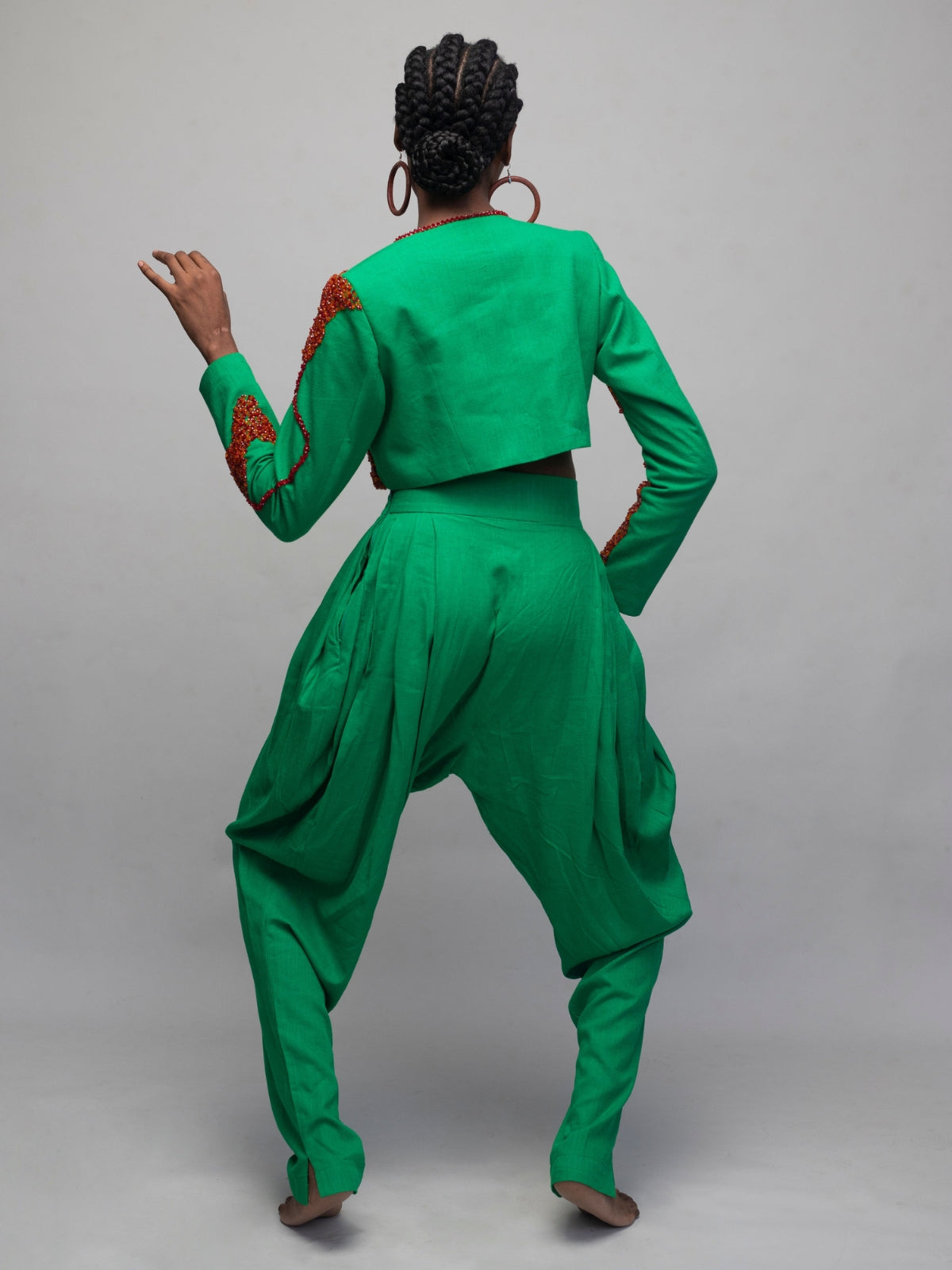 Otu Green Crop Jacket and Pant Set