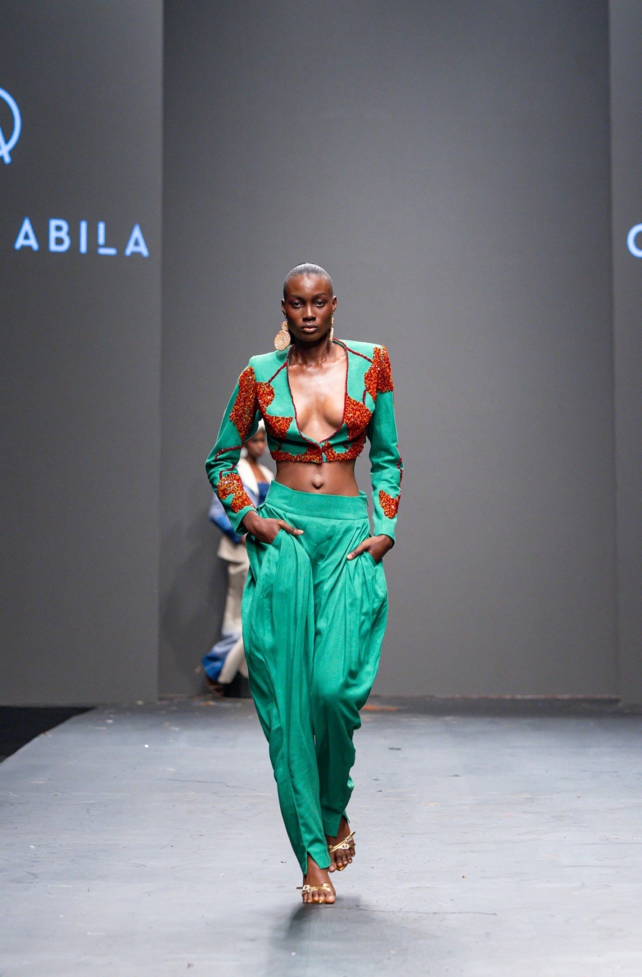 Otu Green Crop Jacket and Pant Set