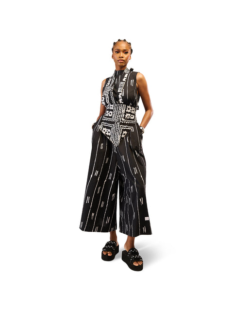 Black and White Dash Print Jumpsuit