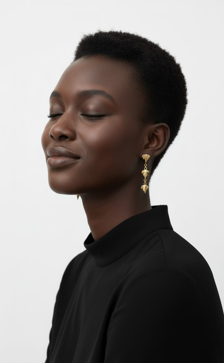 Gold Tembo Three-Drop Earrings