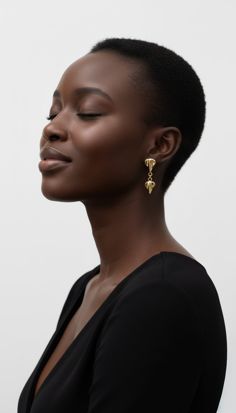Gold Tembo Two-Drop Earrings