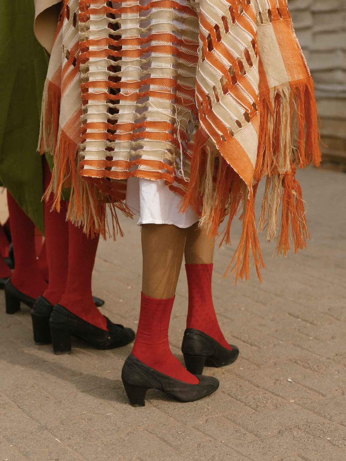 Orange & Beige Kirat Poncho