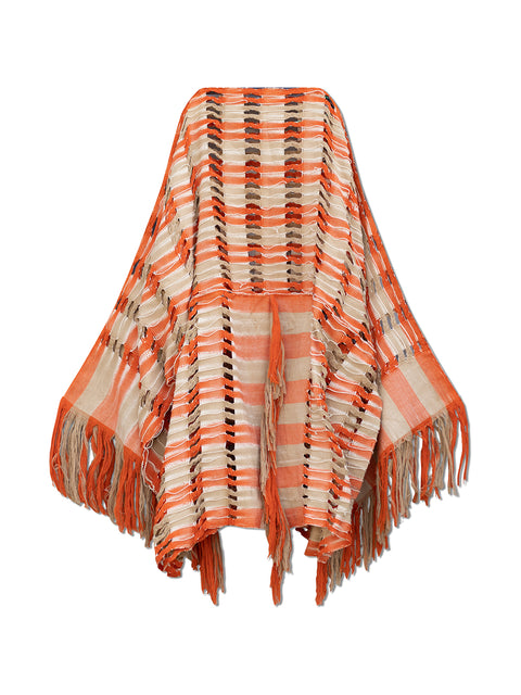 Orange & Beige Kirat Poncho