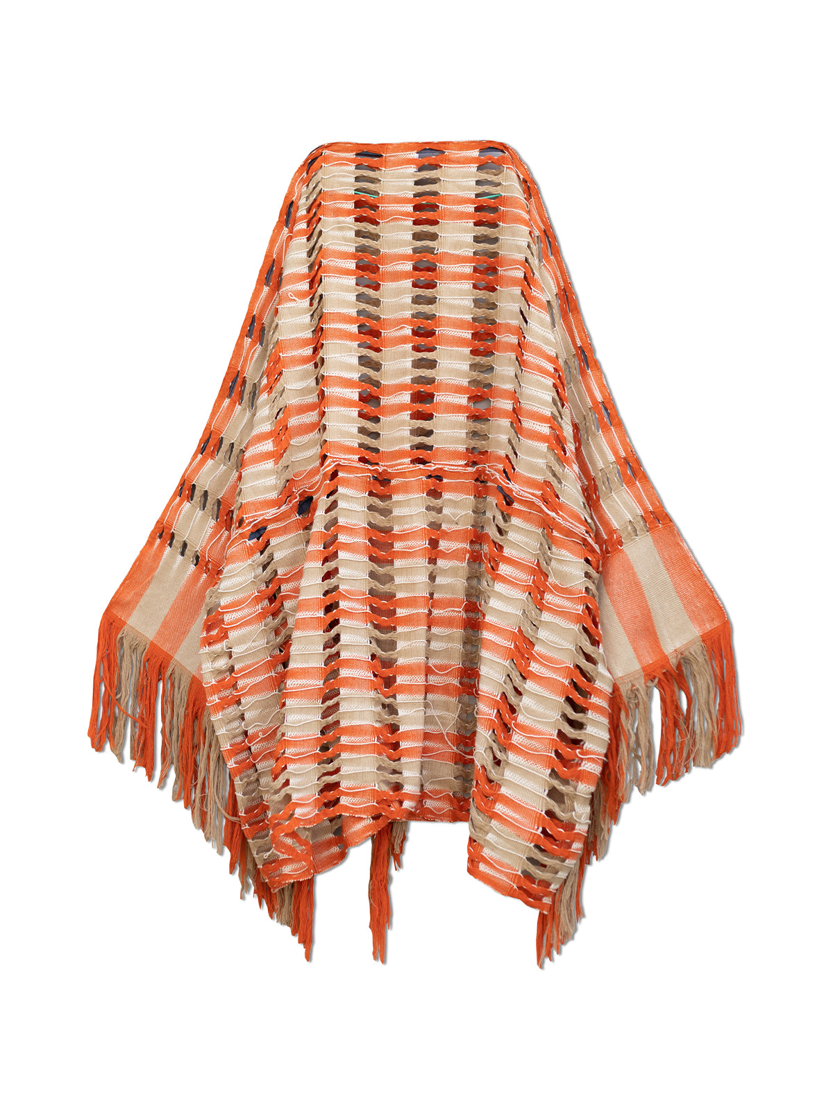 Orange & Beige Kirat Poncho