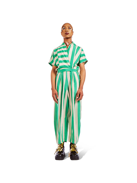 Striped Silk Jumpsuit
