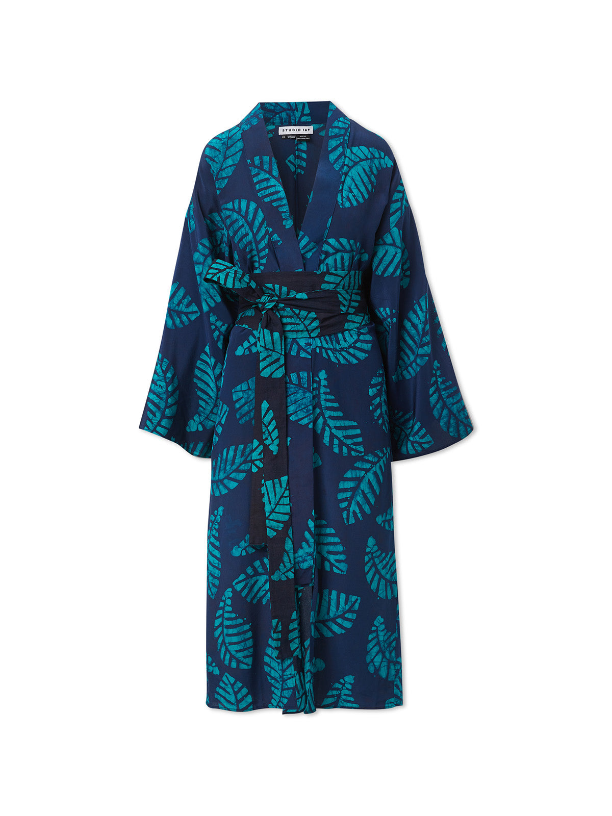 Navy and Green Silk Kimono