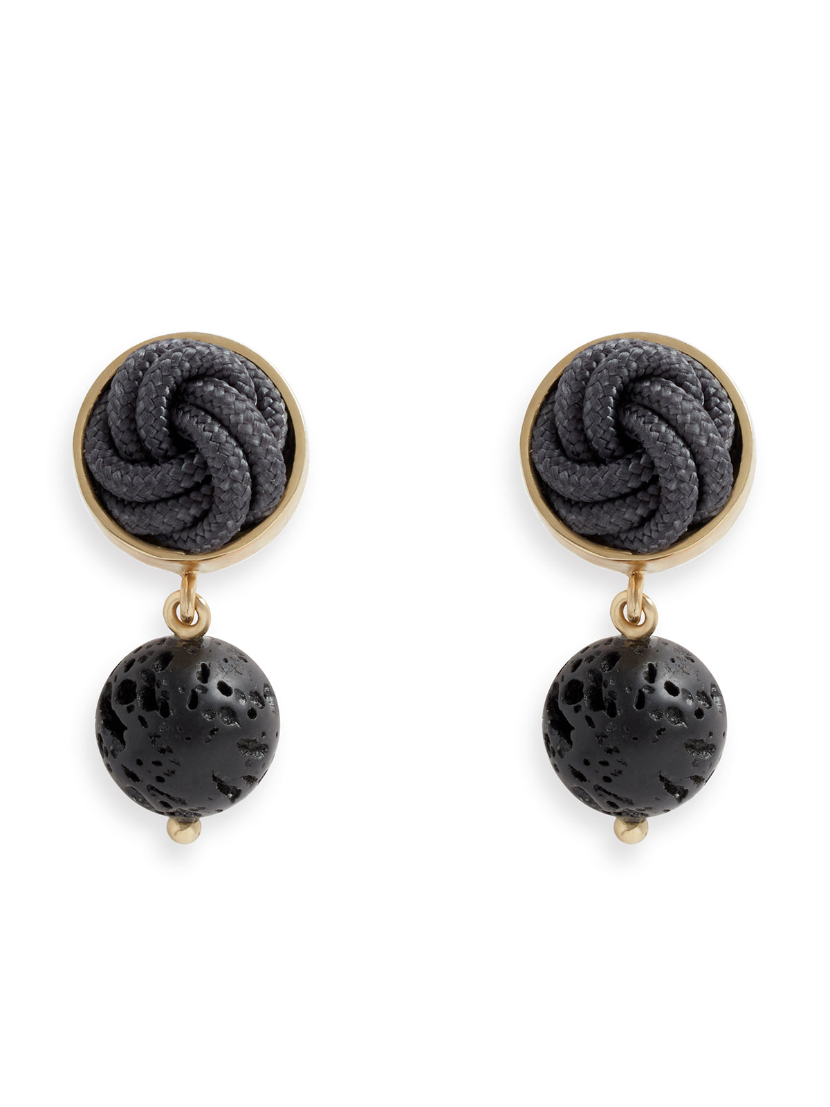 Black Maia Lava Stone Earrings