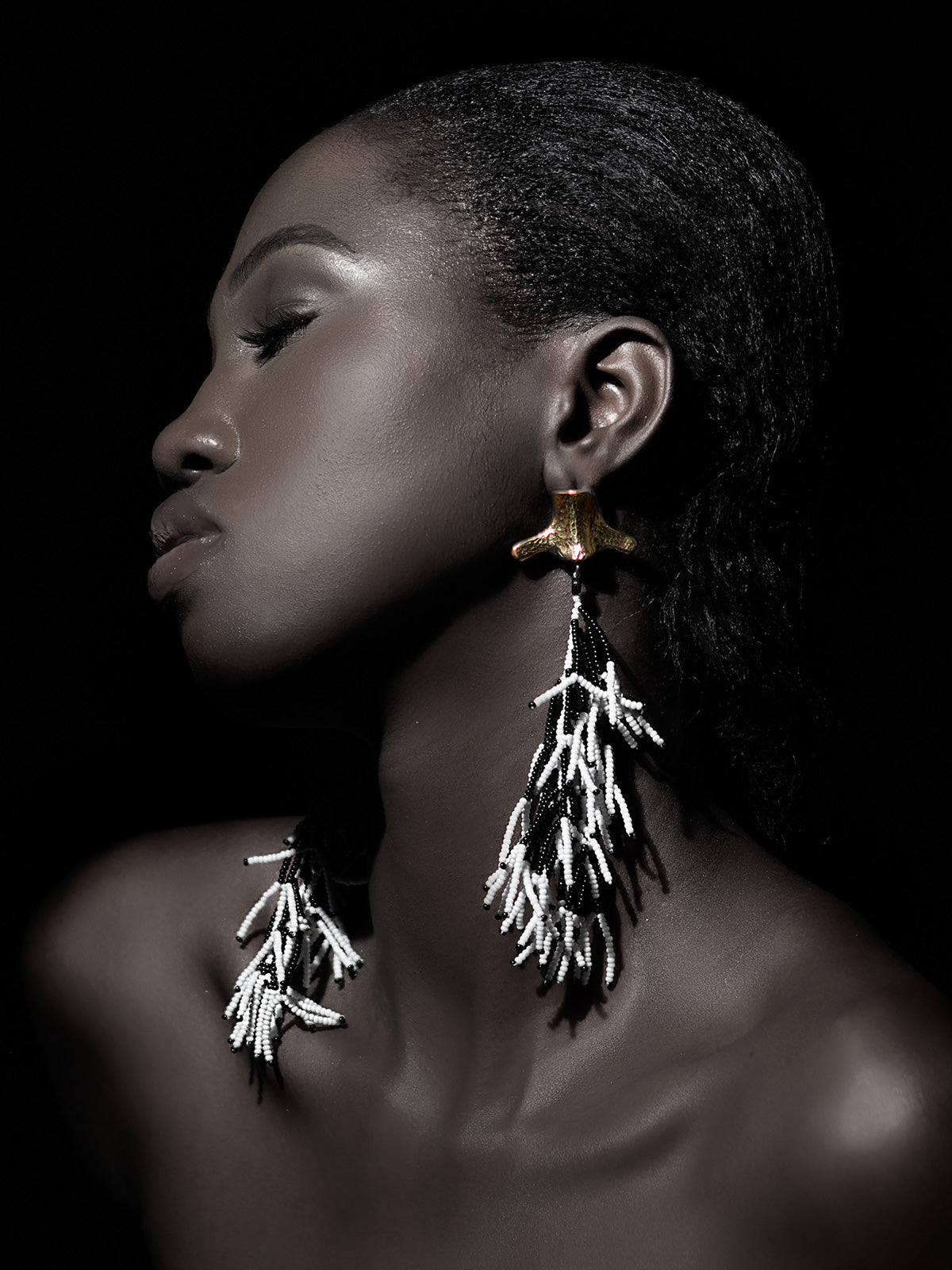 Black & White Yatta Fringe Earrings