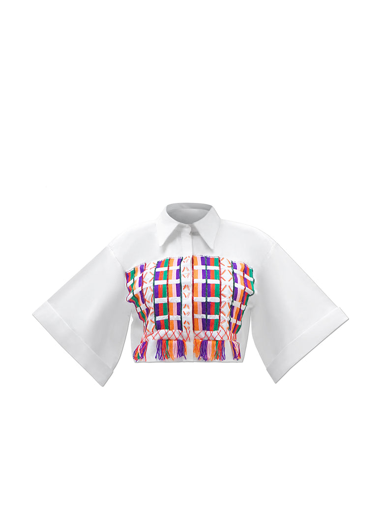 White Fulani Embroidered Crop Top