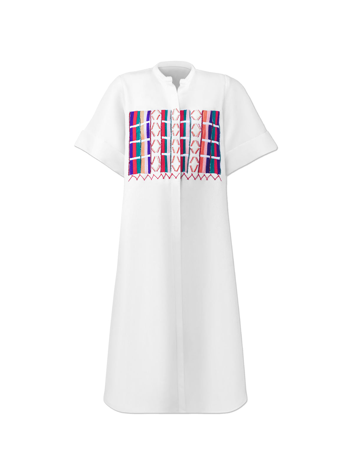 White Fulani Embroidered Shirt Dress