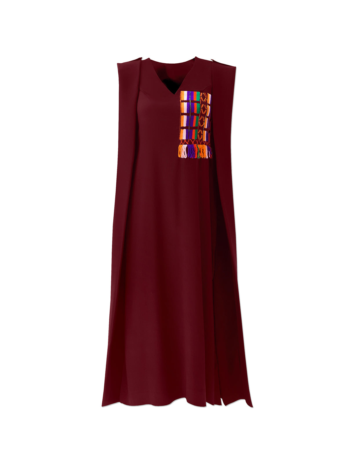 Wine Fulani Embroidered Kaftan Dress