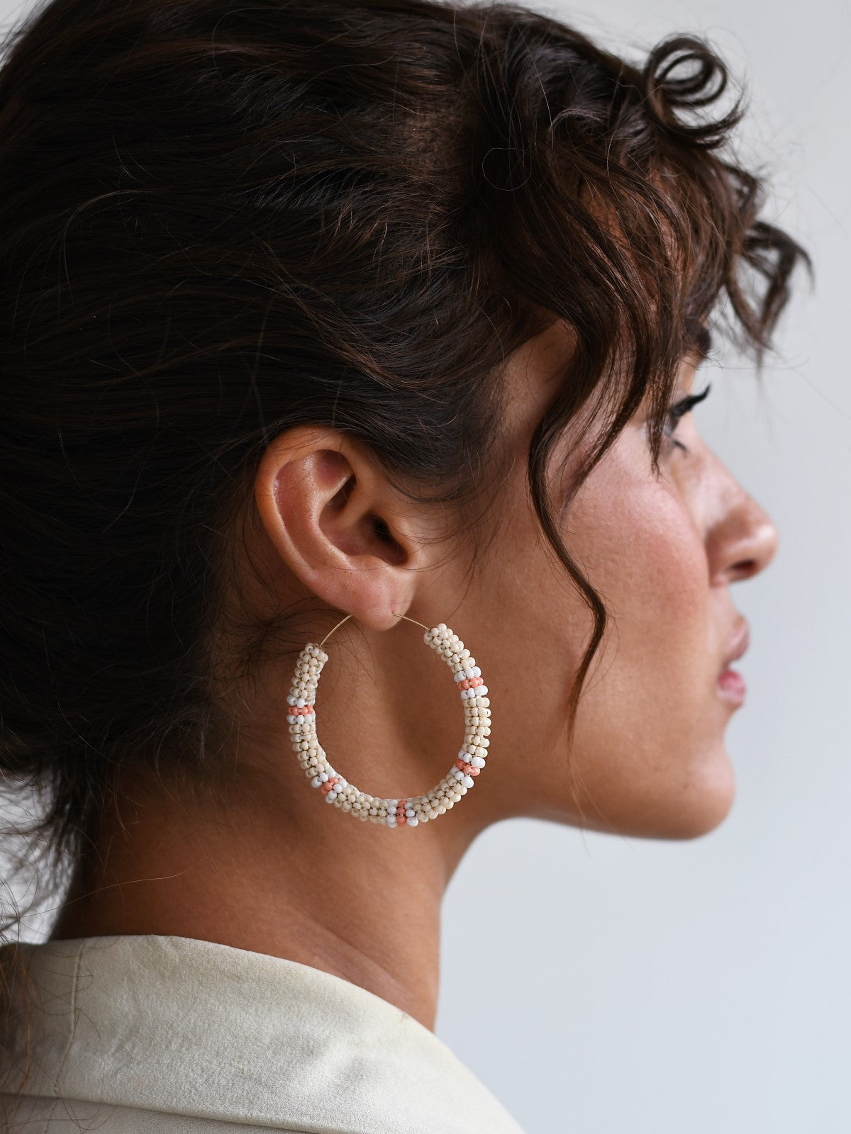 Beige & Coral Jongoo Earrings