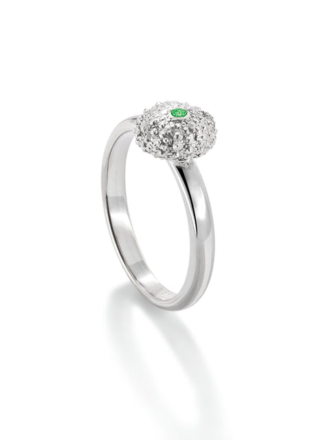 Sea Urchin Petite Ring with Tsavorite Garnet