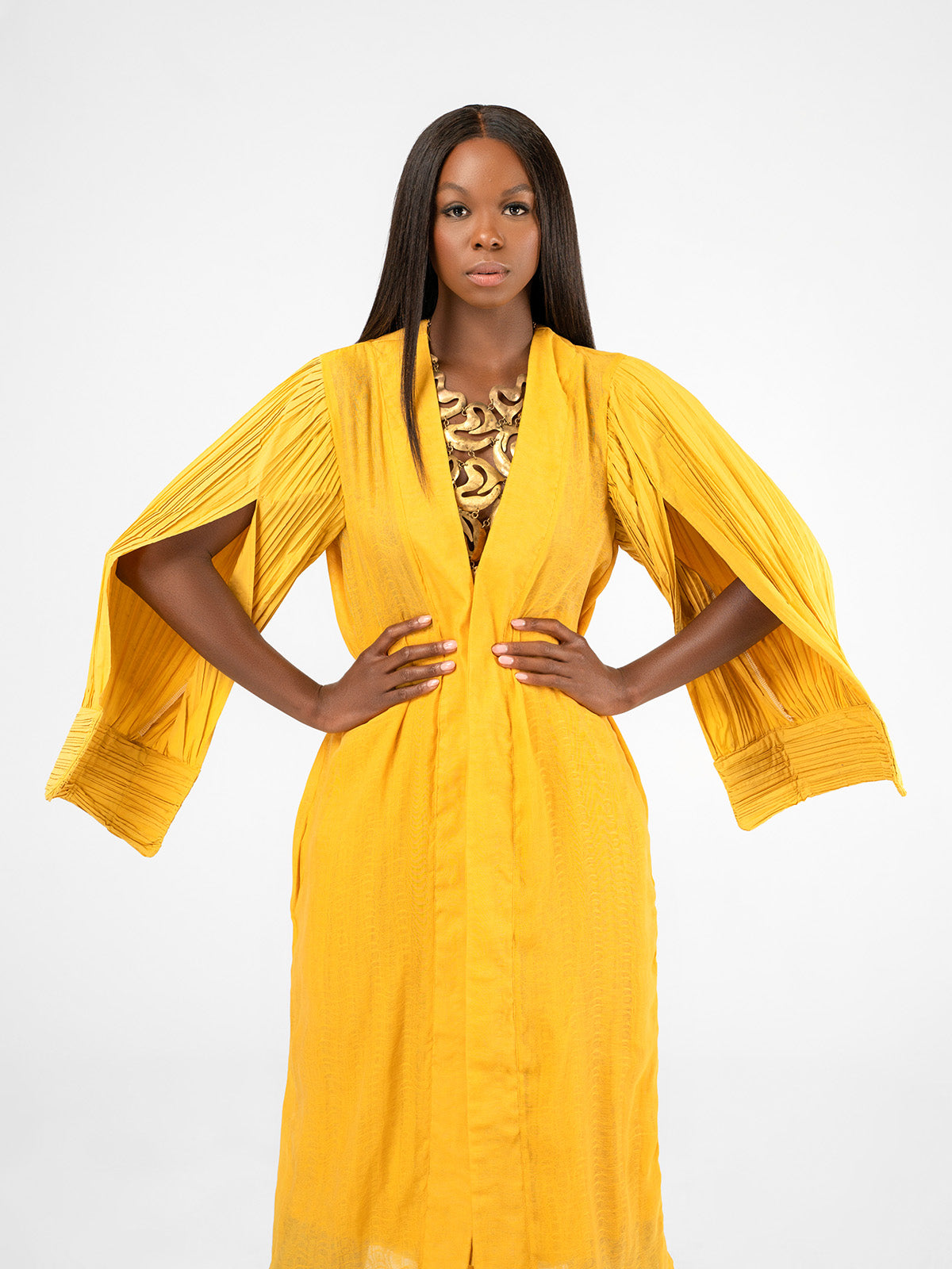 Pleated Yellow Duster Jacket