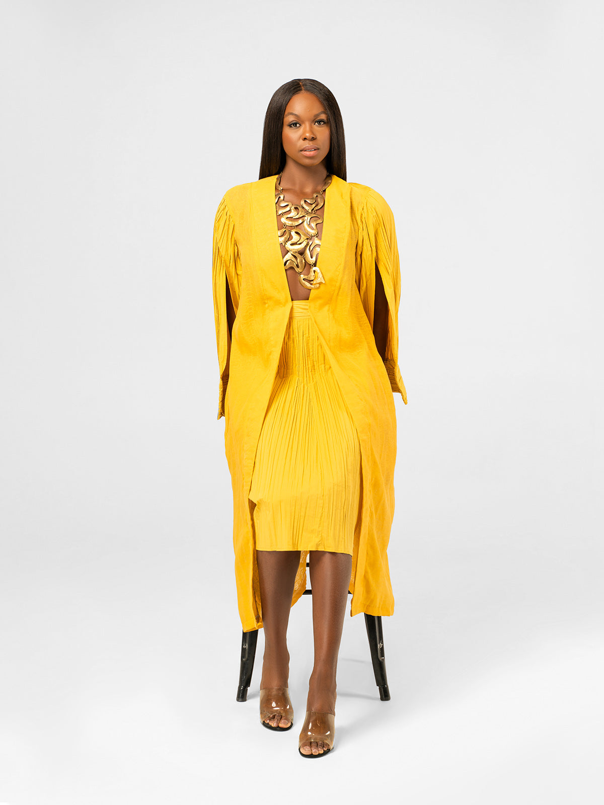 Pleated Yellow Duster Jacket