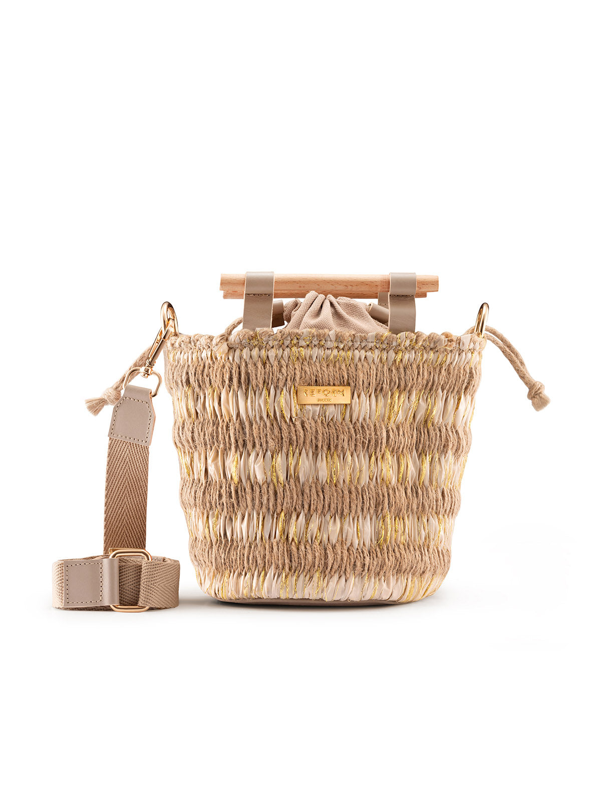 Mini Afro Basket in Beige and Gold
