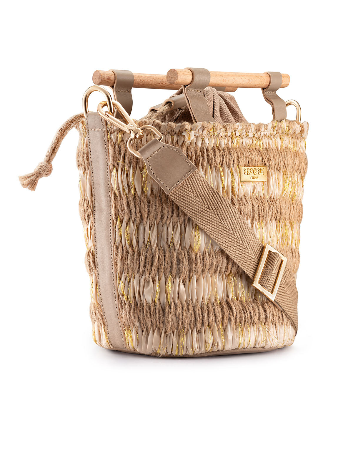 Mini Afro Basket in Beige and Gold