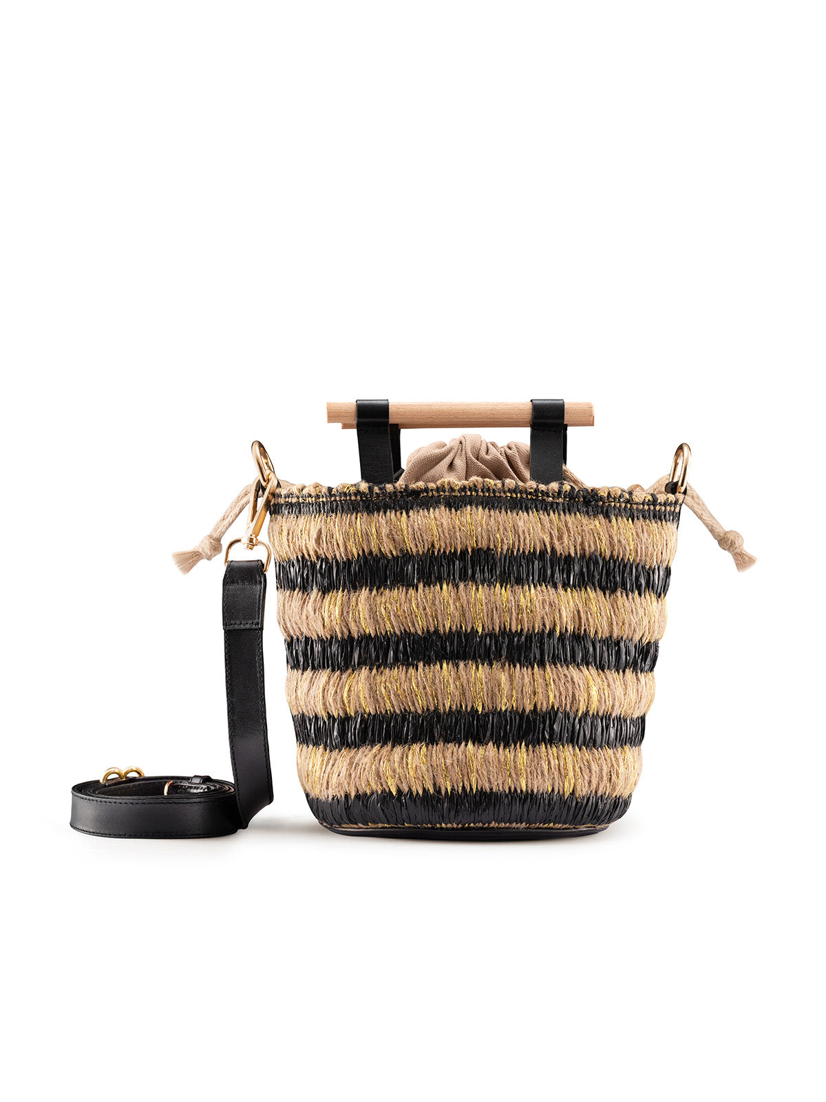 Mini Afro Basket in Black and Gold