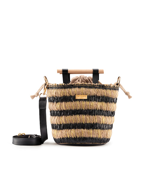 Mini Afro Basket in Black and Gold